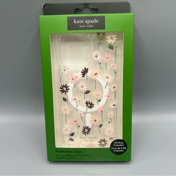 Kate Spade NY iPhone 15 PRO MAX Daisy Print MagSafe Cell Phone Case New - Picture 1 of 2